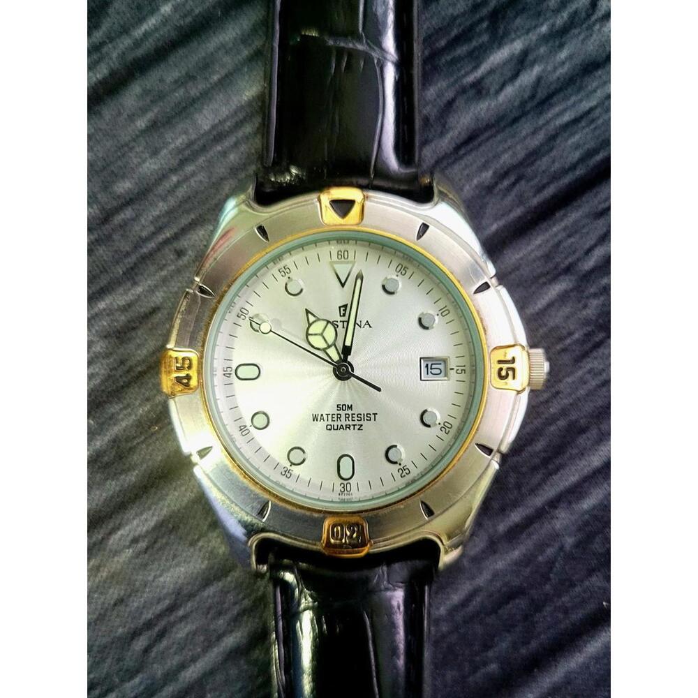 Rare Vintage Festina Vera Pelle Swiss 6077 Diver Mens Watch